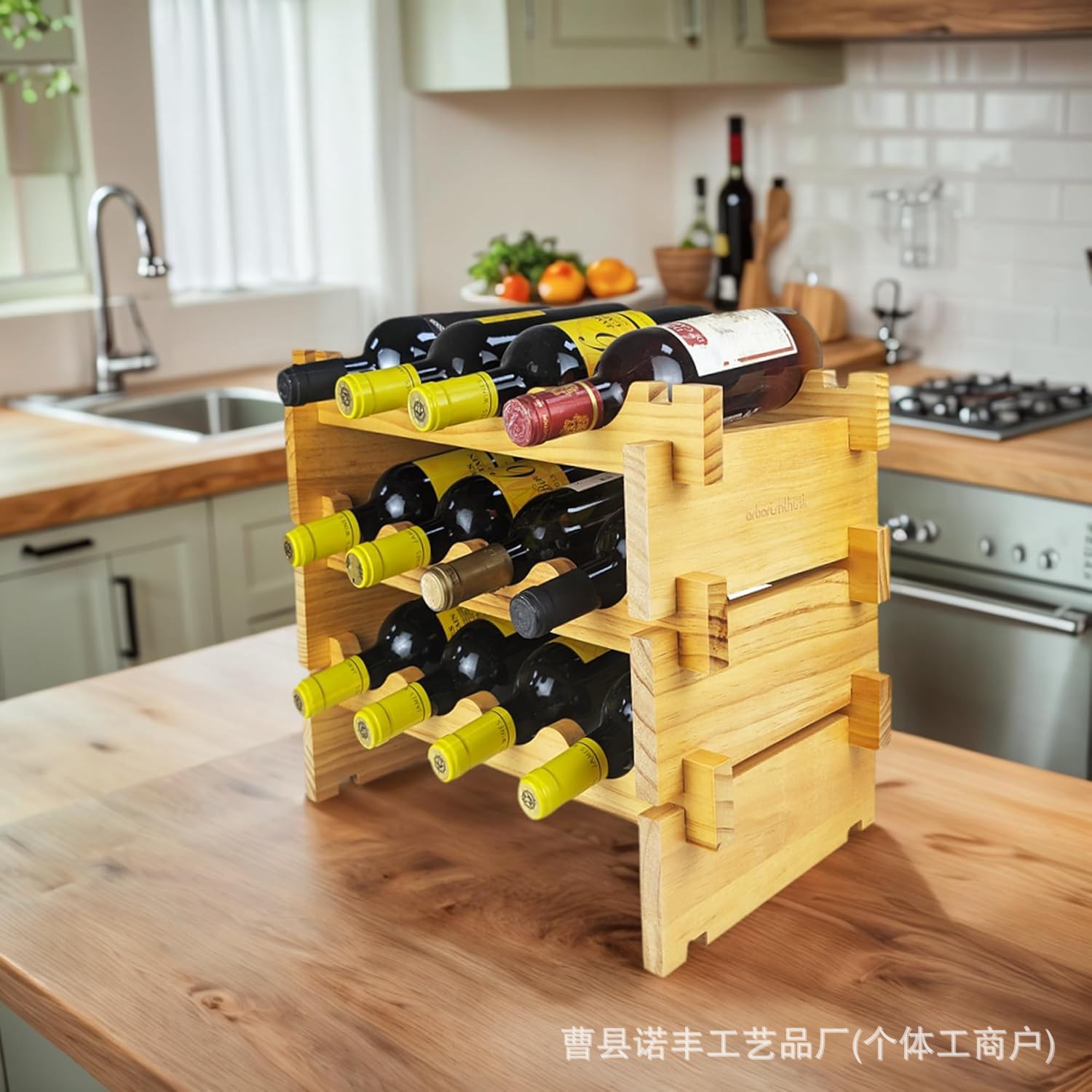 跨境新款红酒架摆件轻奢实木酒格酒柜斜放酒架托葡萄酒置物架酒瓶