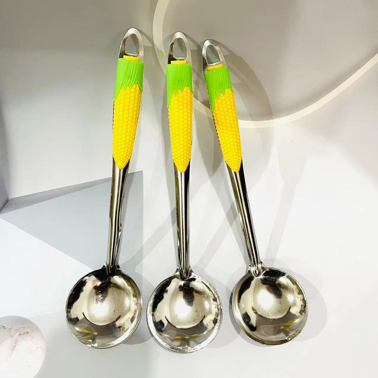 Corn Spoon Metal Spoon Long Handle Anti-Scald Household Kitchen Hot Pot Spoon 1 Yuan Supply