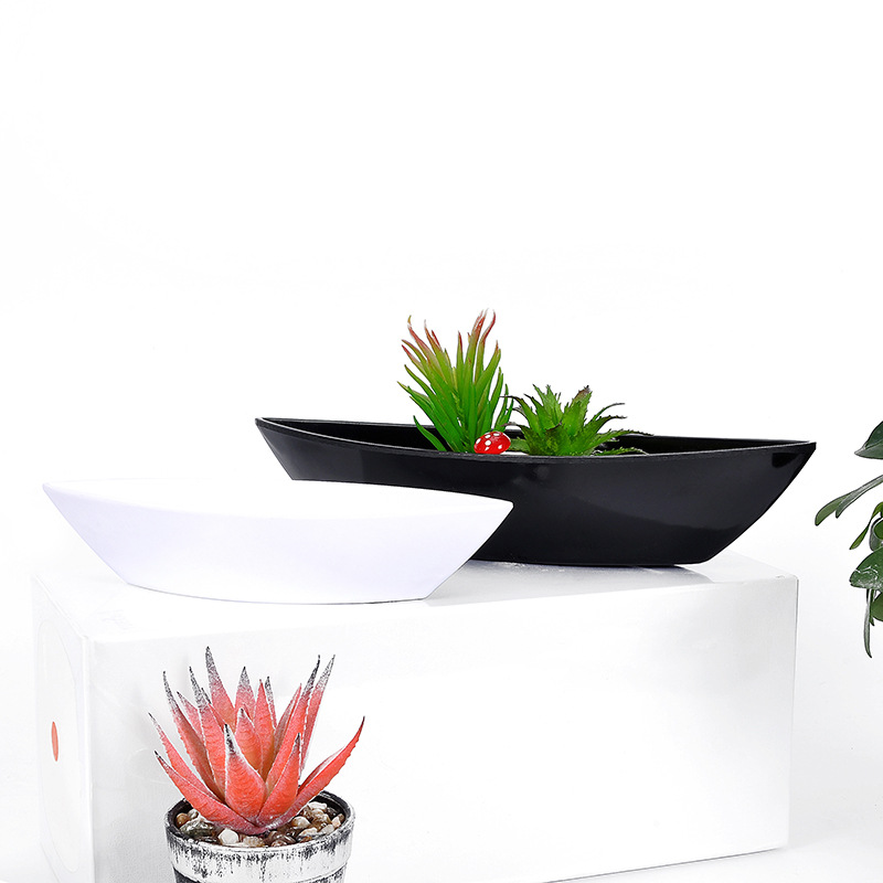 厂家供应3尺寸船形系列密胺花盆韩式多肉塑料花盆