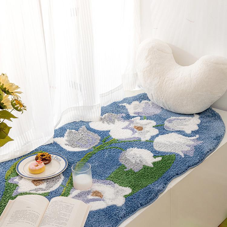 Factory direct Sales Tulip Flower Ins Style Plush Girl Bedside Blanket Bedroom Room Carpet Bay Window Mat Living Room 