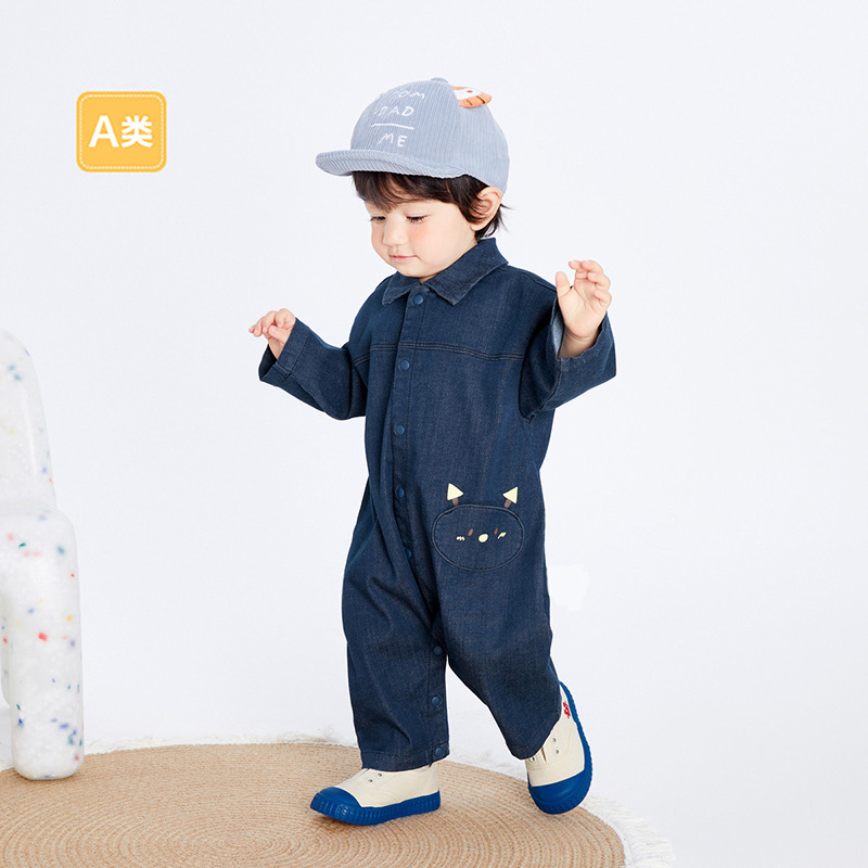 Baby Jumpsuit Baby Outing Clothes Romper 2024 Spring New Newborn Children's Clothing Denim Fashion Baby Clothes
