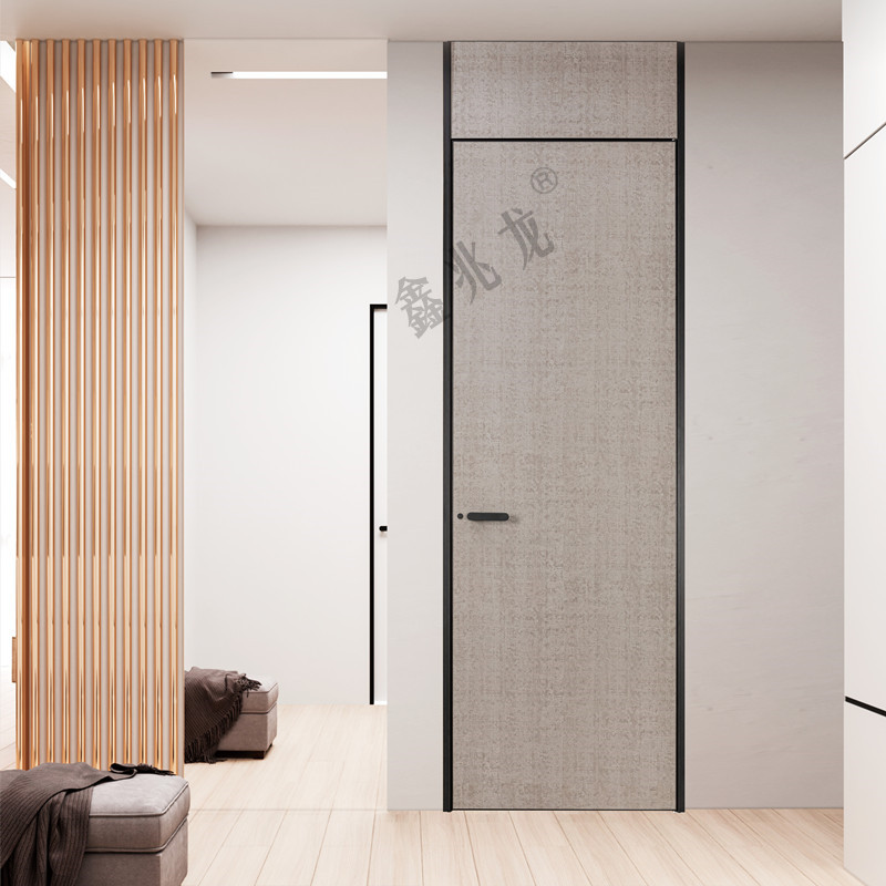 28极窄通顶生态门型材铝合金窄边铝木门带门头板主框副套门扇封边