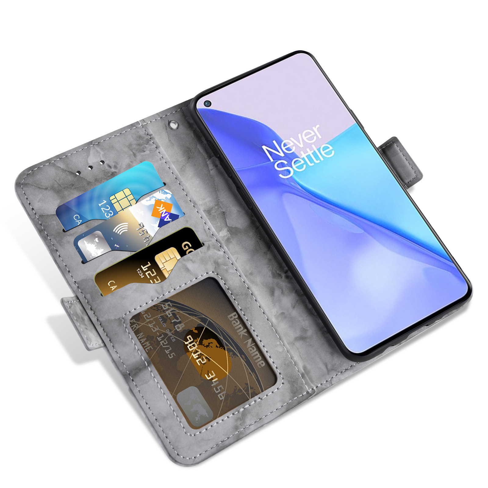 适用于一加/oneplus 9批发价插卡支架大理石纹钱包款手机保护皮套