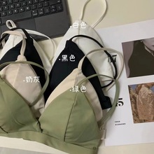 冰丝吊带内衣女学生韩版夏季薄款聚拢无钢圈三角杯抹胸美背文胸罩