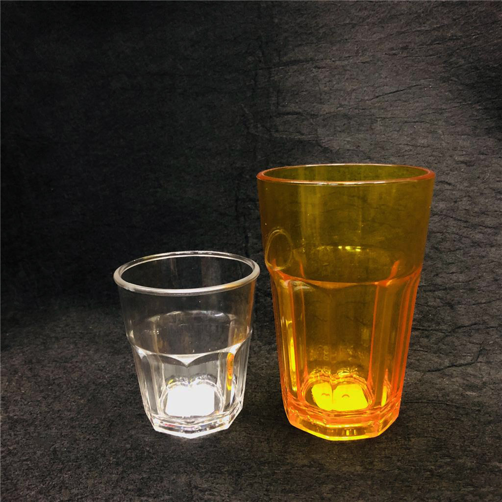 acrylic octagonal cup transparent leather grain mouthwash cup imitation glass plastic wine glass supermarket supply rs-201815