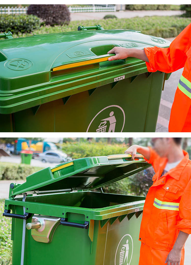 660l环卫垃圾桶加厚带轮户外大号手推垃圾车塑料1100升移动垃圾箱