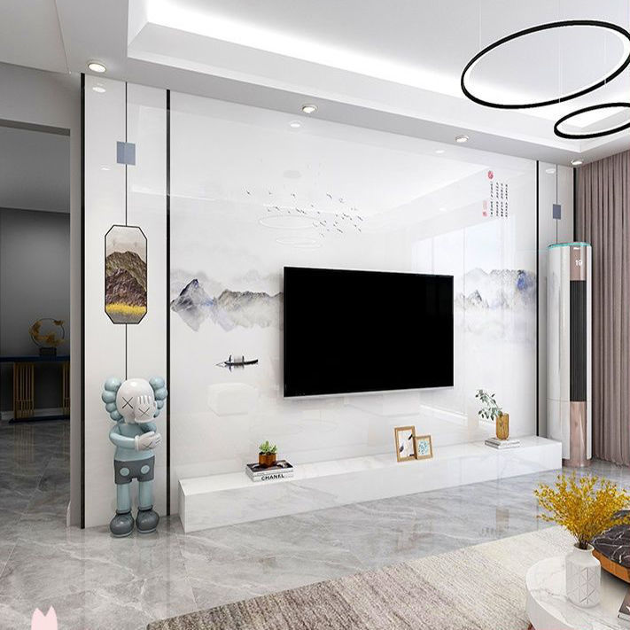 大板岩板电视背景墙瓷砖现代简约大理石新中式影视墙客厅轻奢装饰