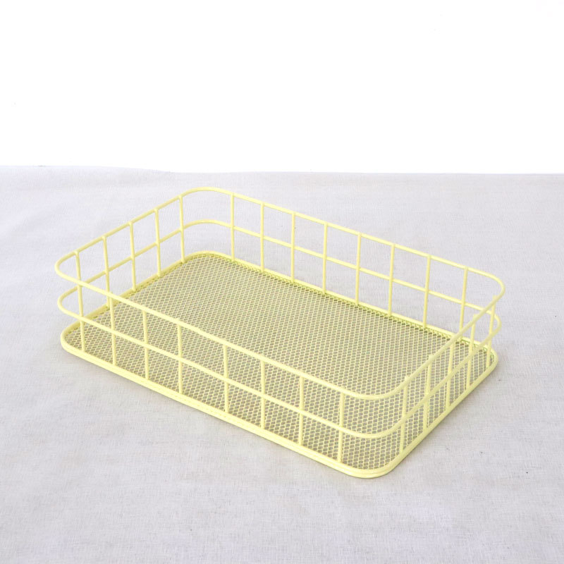 Colored Iron Mesh Bottom Storage Basket Desktop Cosmetics Storage Basket Snack Candy Fruit Basket Storage Basket