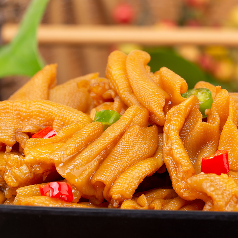 匠传芥末无骨鸭掌解冻后开袋即食去骨鸭爪冷冻小吃食材200g*30包