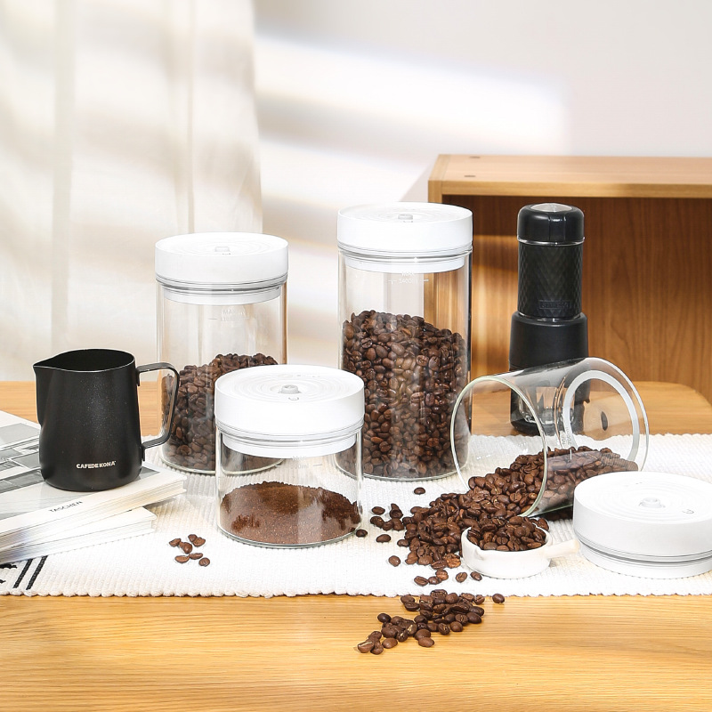 博的可排气玻璃咖啡豆保存罐咖啡粉密封罐咖啡储存罐咖啡罐保鲜罐