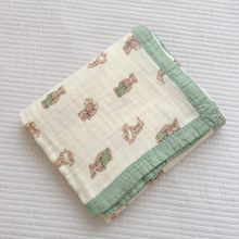 A类宝宝竹纤维盖毯纱布空调毯 儿童卡通四层竹棉薄毯幼儿园午睡毯