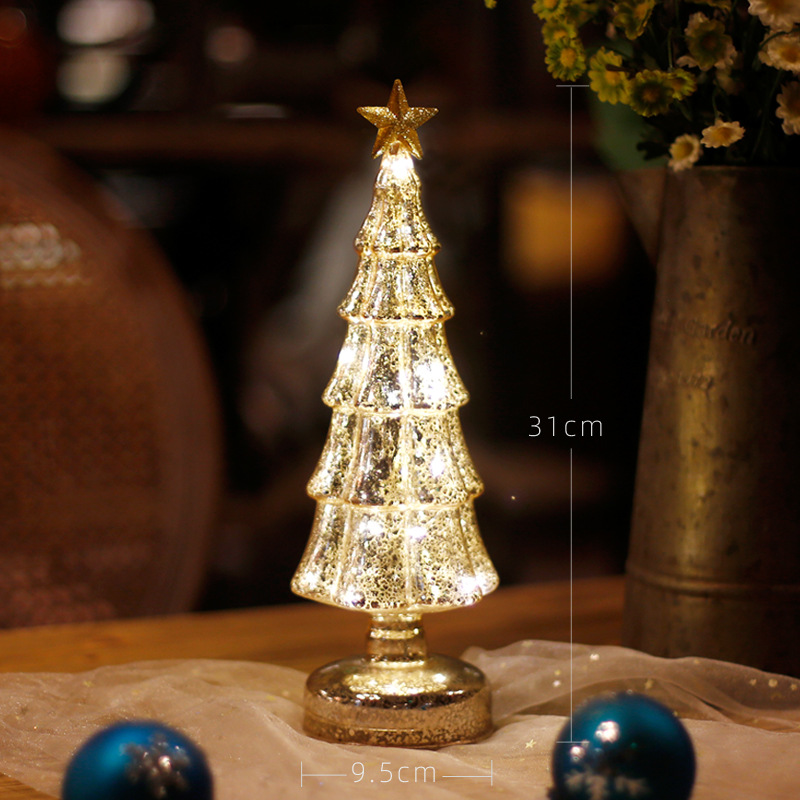 Christmas Tree Glass Candle Ornaments Living Room Home Christmas Table Decoration Atmosphere Scene Layout Atmosphere Night Light