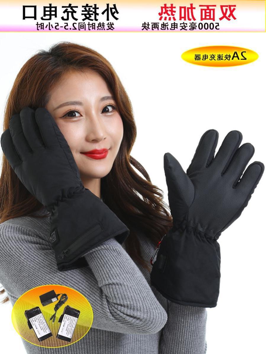 电加热手套女士双面摩托车充电锂电池发热冬季加热电动车电热手套