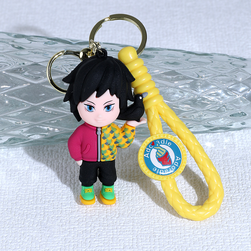 Cartoon Kimetsu No Yaiba Keychain Pendant Silicone Doll Exquisite Schoolbag Car Key Chain Small Ornaments Gift