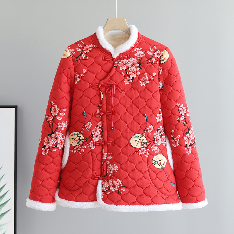 新中式冬装民族风唐装复古棉衣女东北大花棉袄中国风盘扣拜年棉服