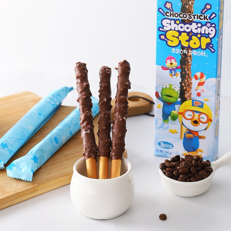 韩国进口啵乐乐跳跳糖巧克力棒饼干涂层夹心饼干盒装儿童宝宝零食