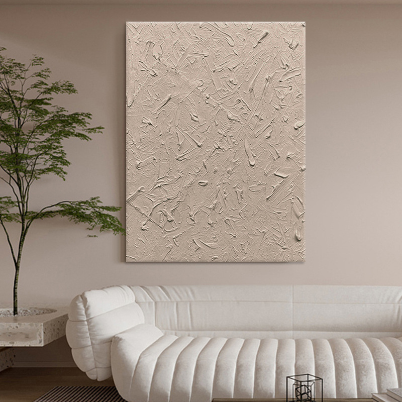 极简侘寂风客厅油画沙发走廊过道背景墙抽象装饰画手绘纯色肌理画