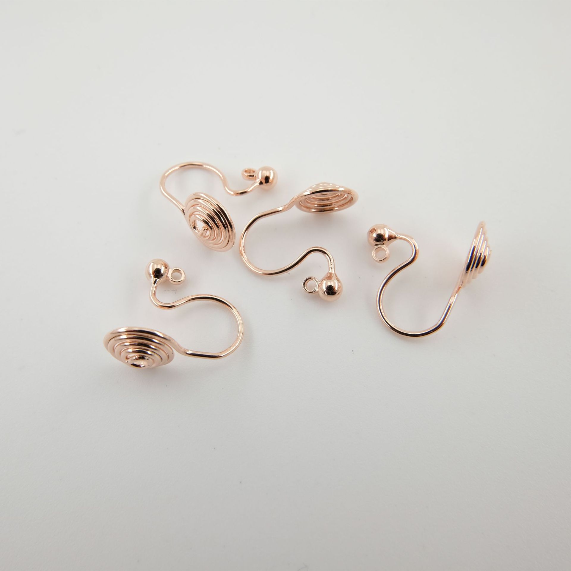 18k保色蚊香盘耳夹耳扣 铜镀真金无耳洞耳夹垫 diy耳饰配件