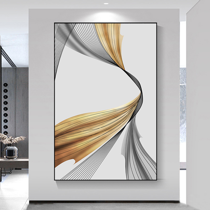 极简玄关装饰画现代简约走廊过道竖版挂画黑白抽象线条墙面壁画
