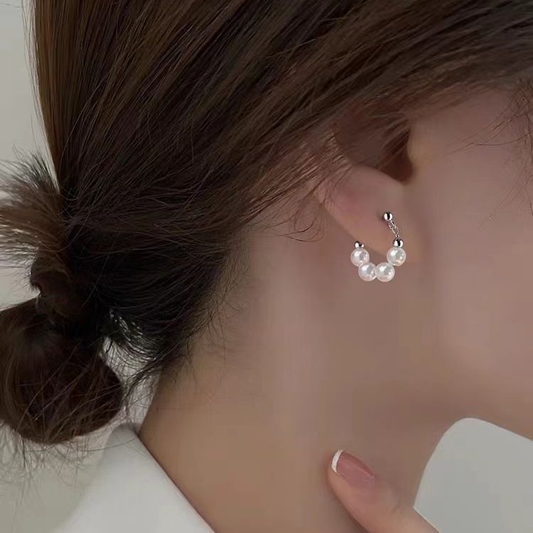 Korean-Style Pearl Earrings for Women Retro French Elegant High-Grade Light Luxury Earrings Summer 2023 New Earrings