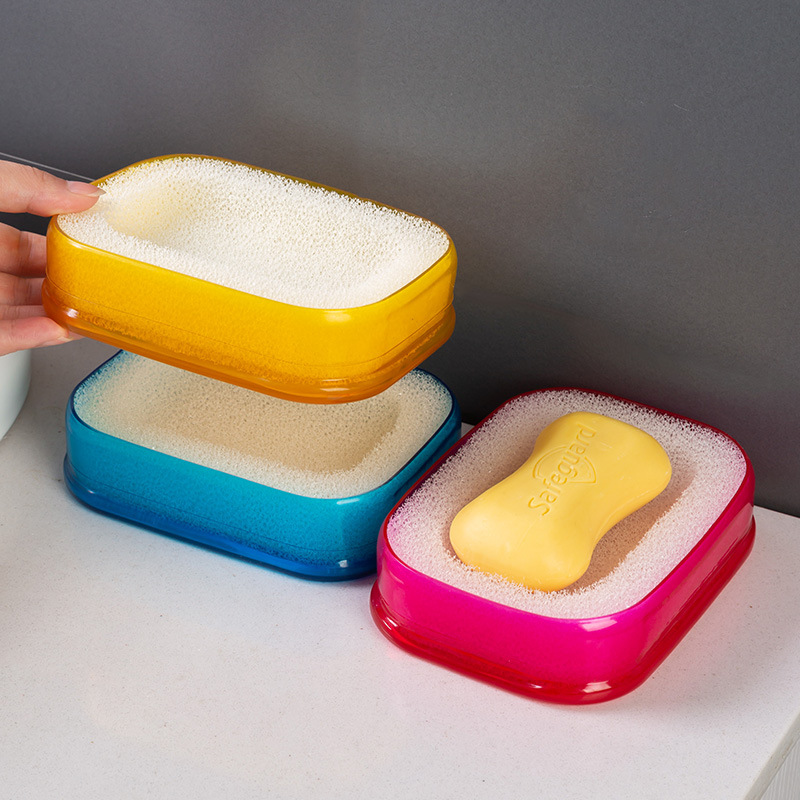 Korean Version Bathroom Soap Holder Multifunctional Aerobic Color Sponge Double Deck Soap Box Toilet Soap Holder Soap Holder