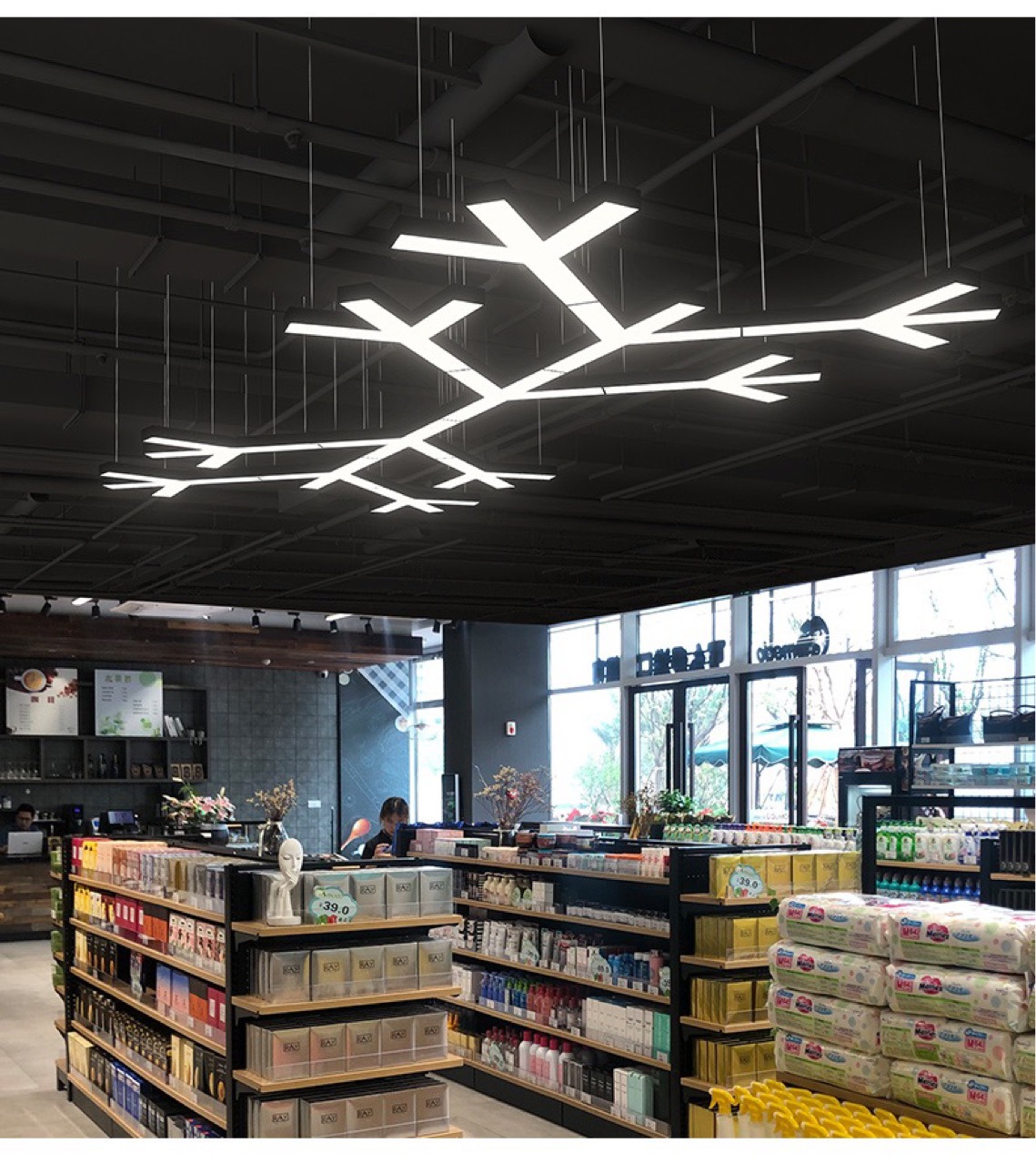 办公led商用吸顶吊线灯饰超市用造型艺术正白灯时尚简约异形灯具