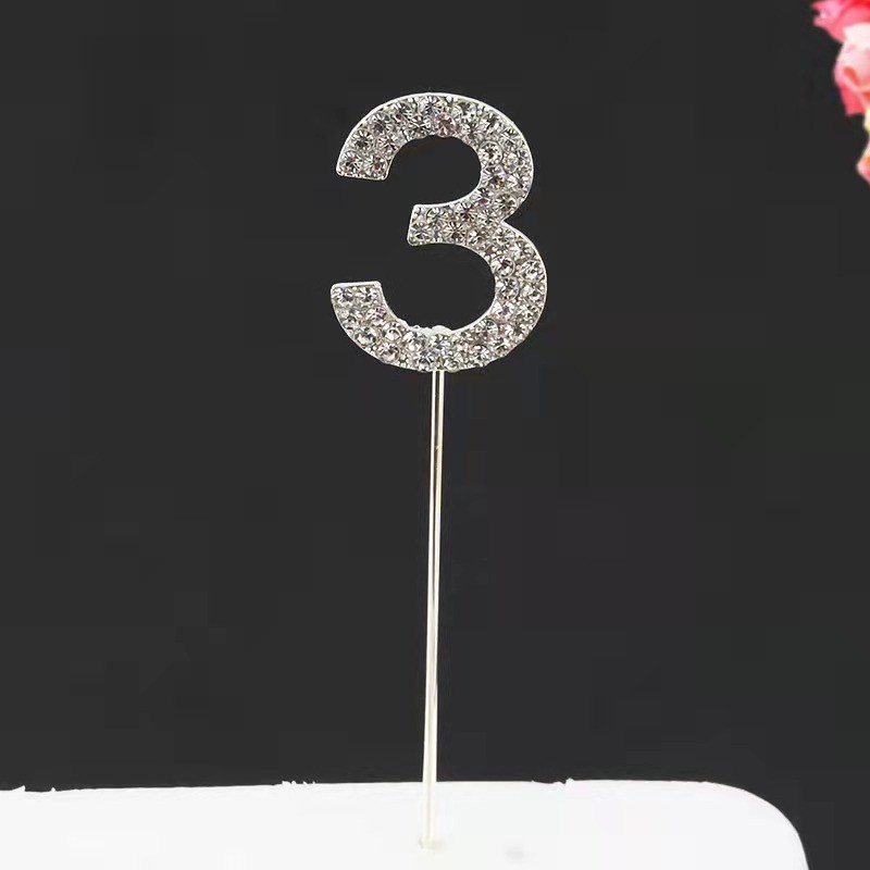 Cake Cake Small Number Alloy Cake Insert Metal Cake Rhinestone Cake Insert Brand