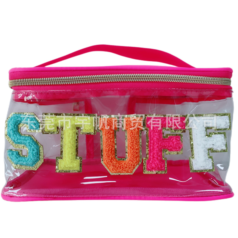 Factory Direct Sales Portable PVC Transparent Embroidery Cosmetic Bag Large Capacity Portable Travel Waterproof Wash Bag Storage Bag