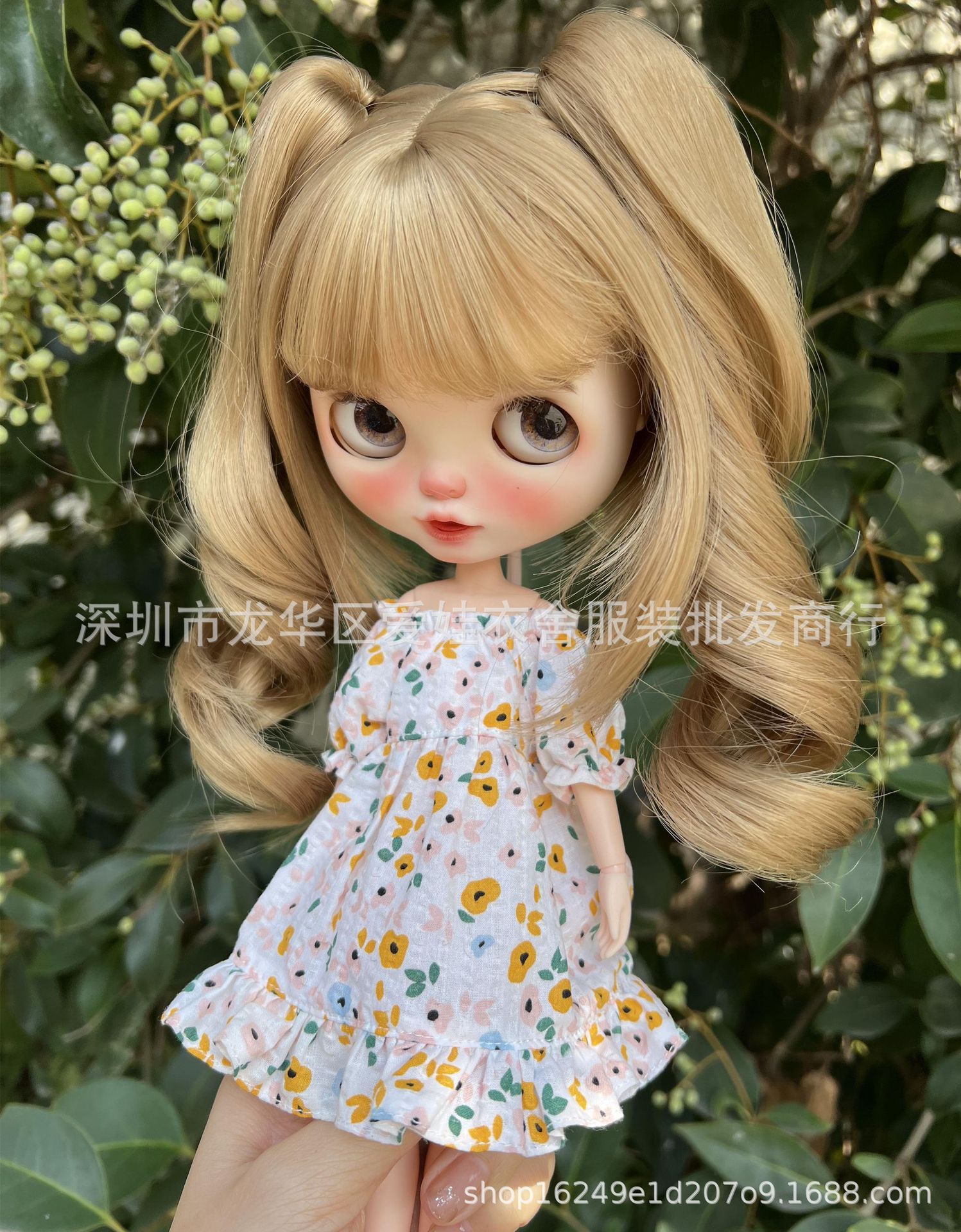 obitsu24 小布 blythe bjd6分 娃娃一字肩碎花裙 长裙连体裙-阿里巴巴