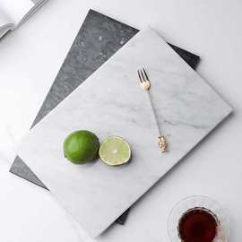 北欧ins风天然大理石托盘家用台面收纳托盘食物长方形卫浴置物盘