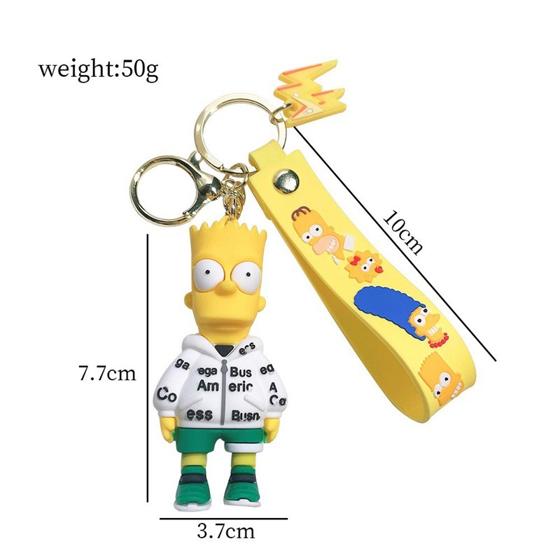 Simpson Cartoon Silicone Key Chain Doll Cute Pendant Toy Bag Bag Charm Keychain Trinket