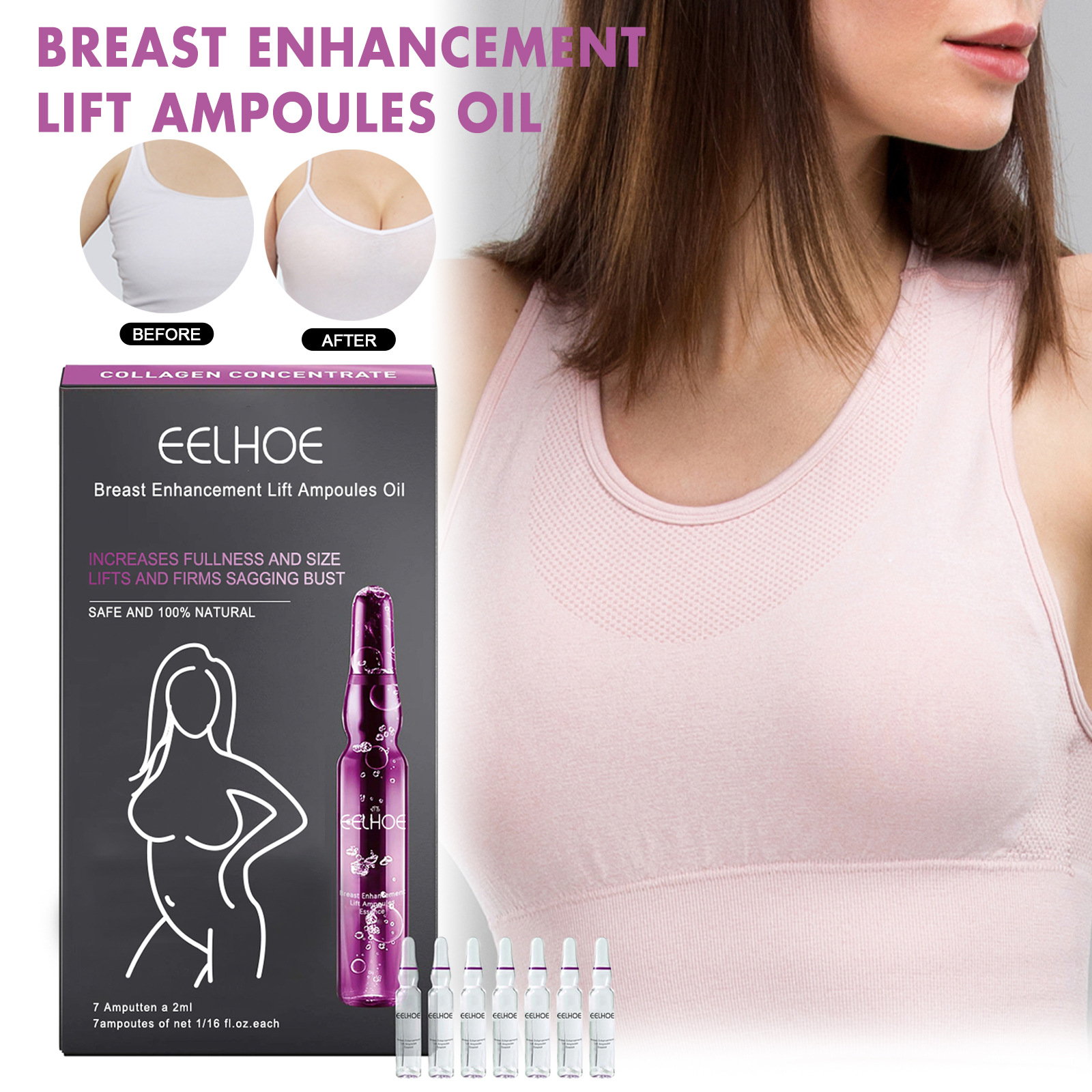 Eelhoe Breast Beauty Ampoule Essence Mild Nourishing and Firming Chest Plump Full Lifting Breast Beauty Care Essence