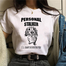 Personal Stalker Dachshund Print Women's Summer T-shirt