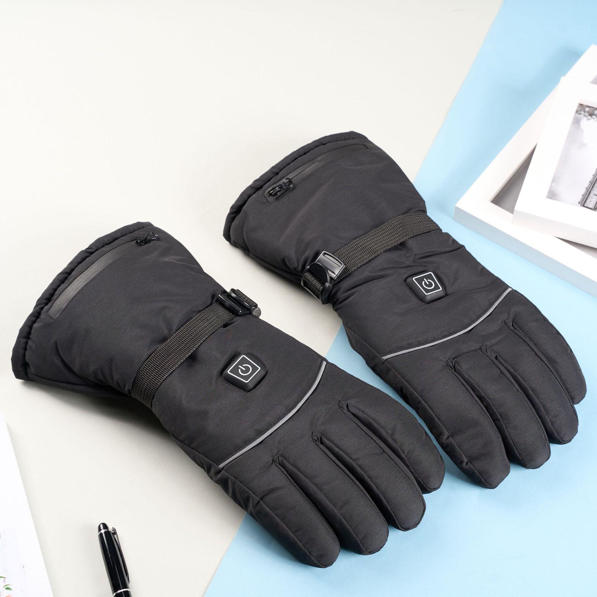 秋冬发热电加热电瓶车手套滑雪骑行防水可触屏保暖加绒手套