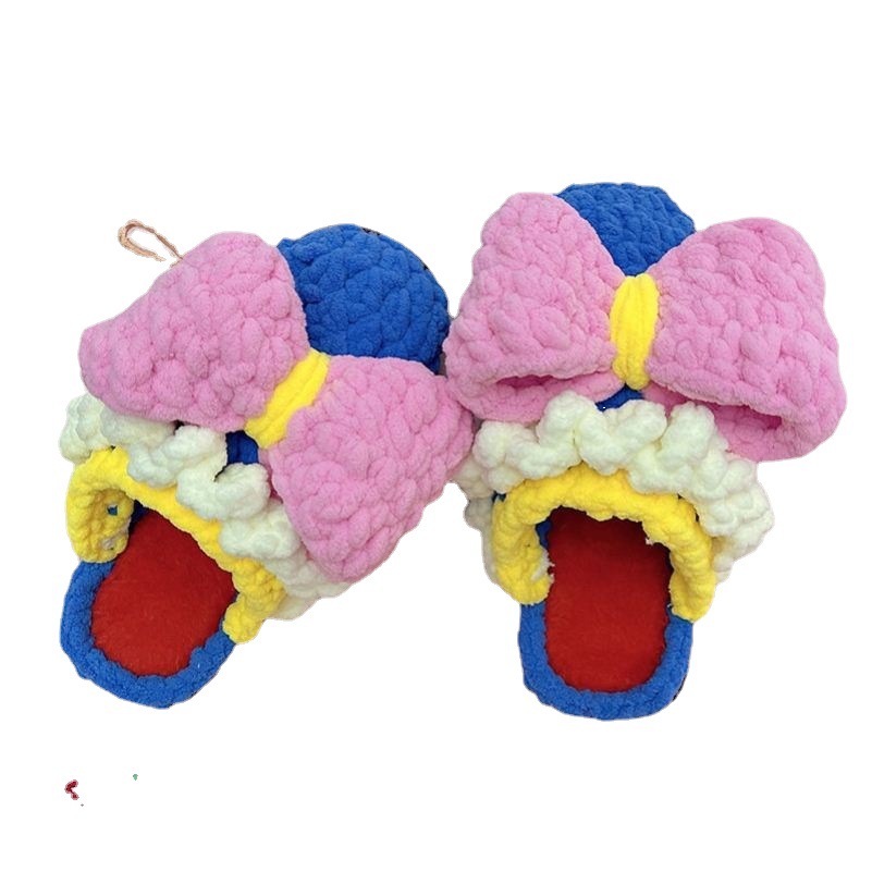 Hook Knitted Slippers Hand-Woven Hand-Woven Wool Crocheted DIY Homemade Material Bag Slippers Winter Crystal Sole