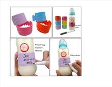 现货婴儿硅胶奶瓶书写标示套防烫可擦拭保护套防滑硅胶保护套