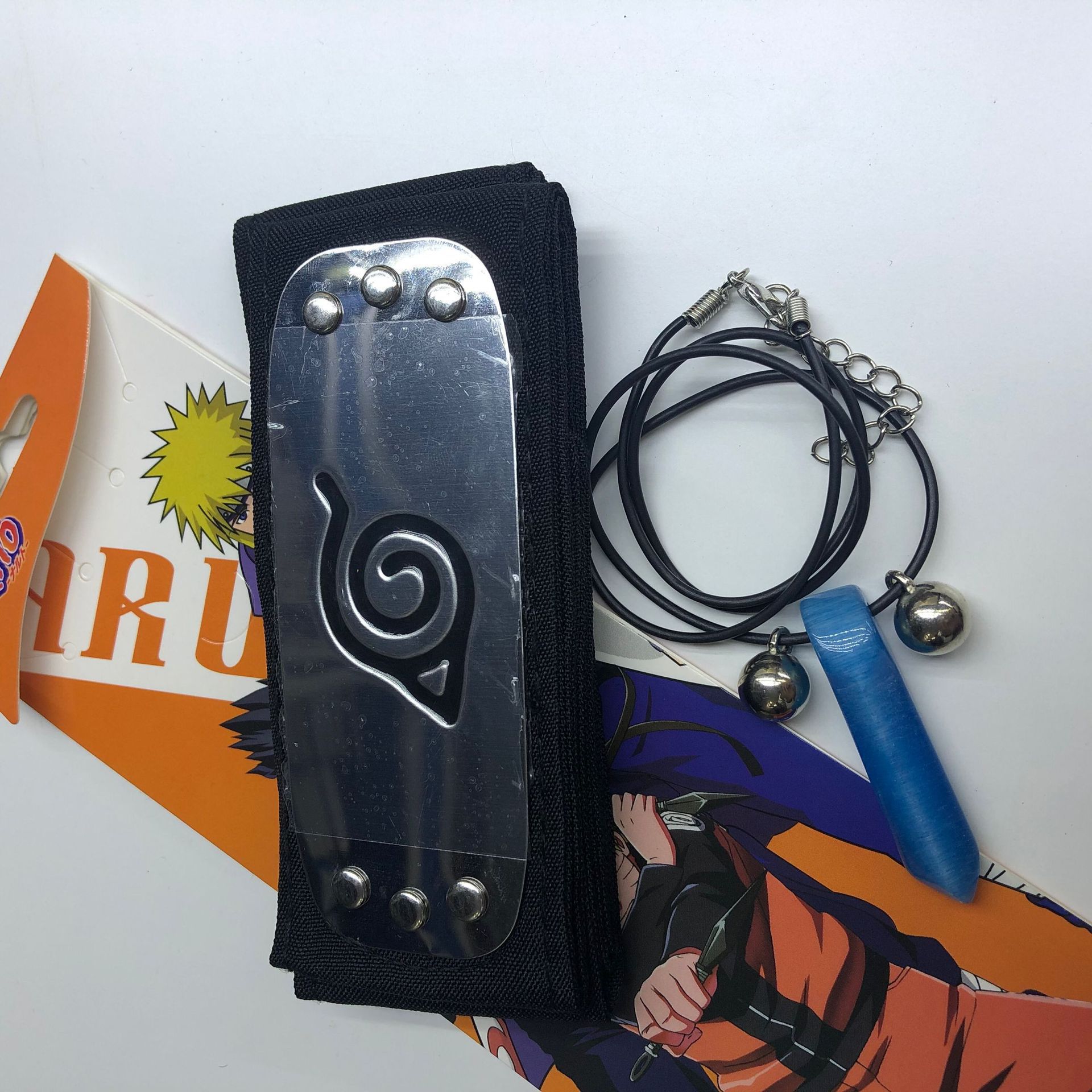 火影忍者护额头带 配项链 戒指两件套金属道具 火影忍者护额