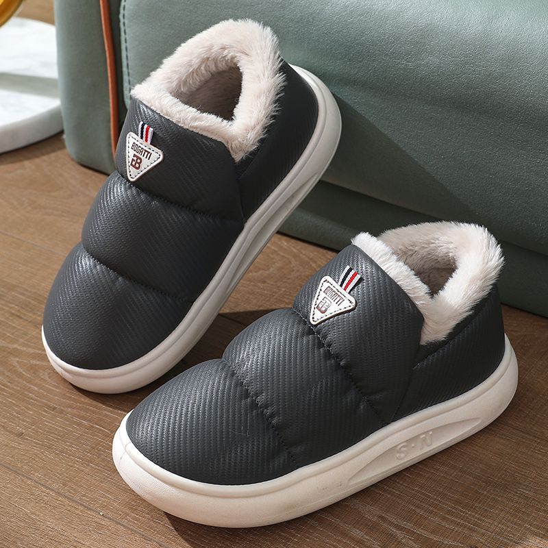 Cotton Slippers Cold Protection in Winter Women's Warm Keeping Heel Cover High-Top Household Plush Non-Slip Platform Cotton Shoes Men's Outer Wear