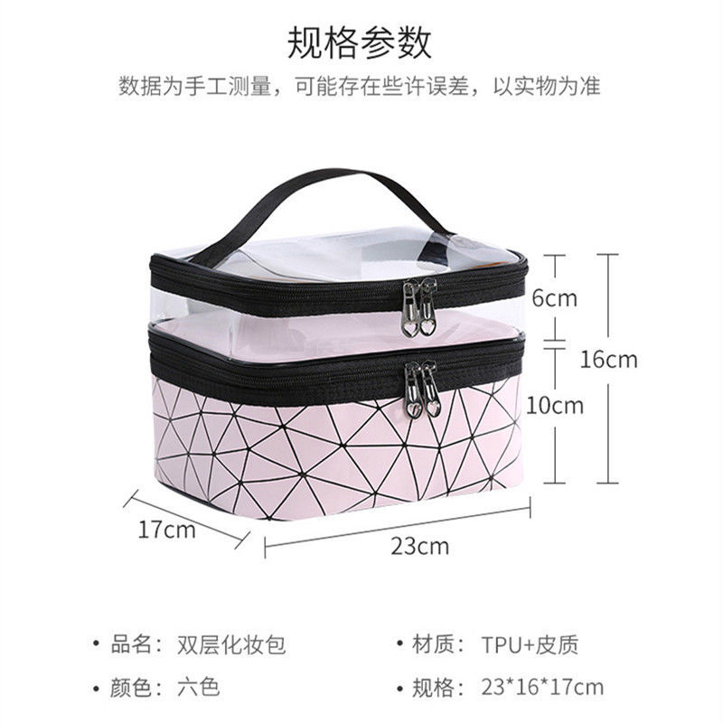 New Double Layer Cosmetic Bag Portable Large Capacity Waterproof Multifunctional Portable Travel Skincare Wash Bag Buggy Bag