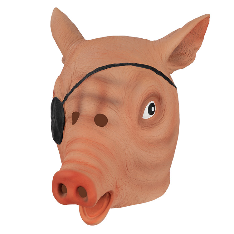 万圣节面具乳胶头套《正义的子弹》恐怖的猪头人面具鬼屋密室逃脱