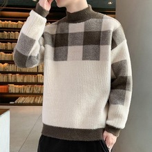 韩版青少年水貂绒毛衣学生半高领加厚保暖针织衫