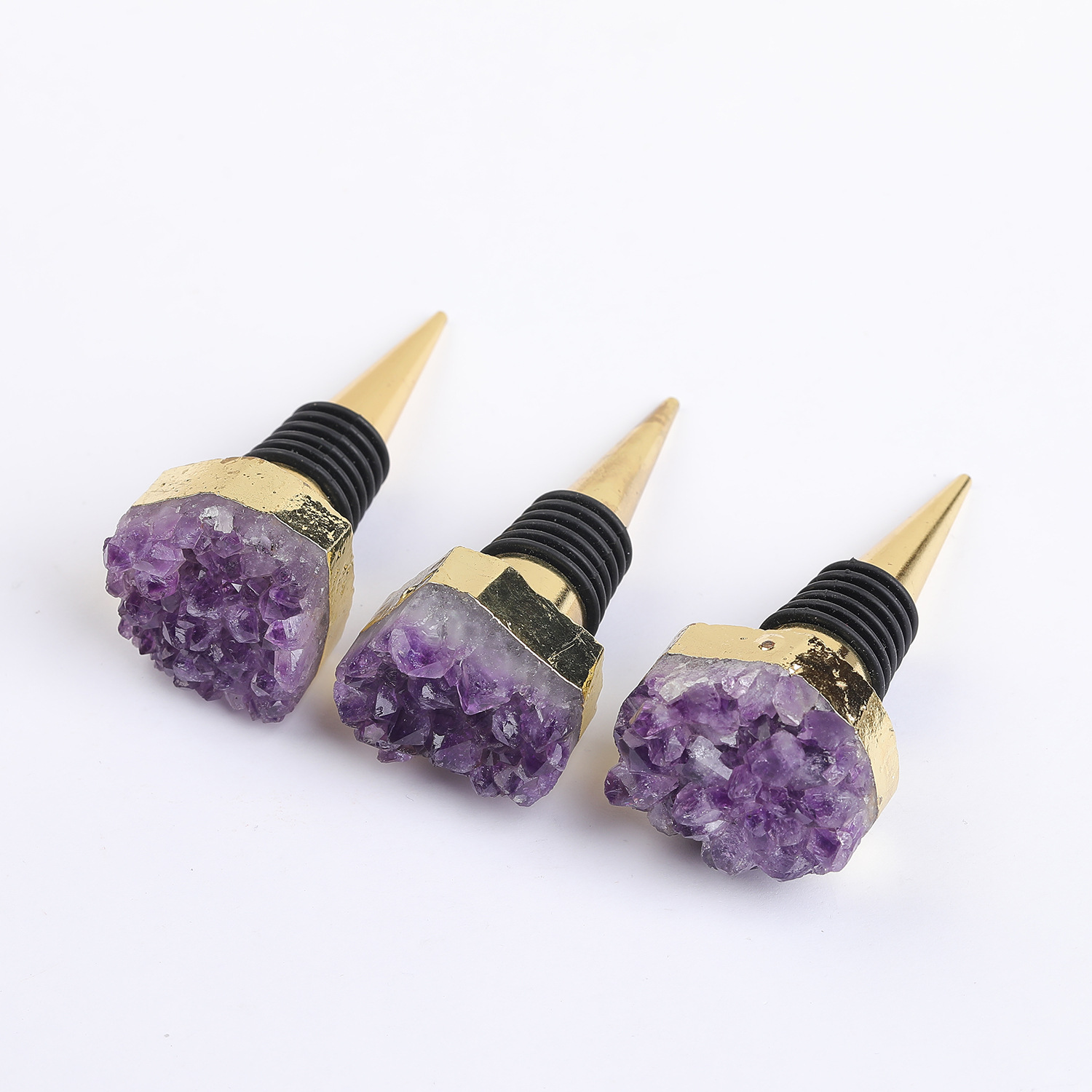 创意轻奢天然紫水晶簇红酒塞葡萄酒塞原石酒具塞子密封保鲜塞跨境