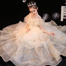 女童礼服高端洋气花童公主裙小女孩主持人舞台走秀儿童钢琴演出服