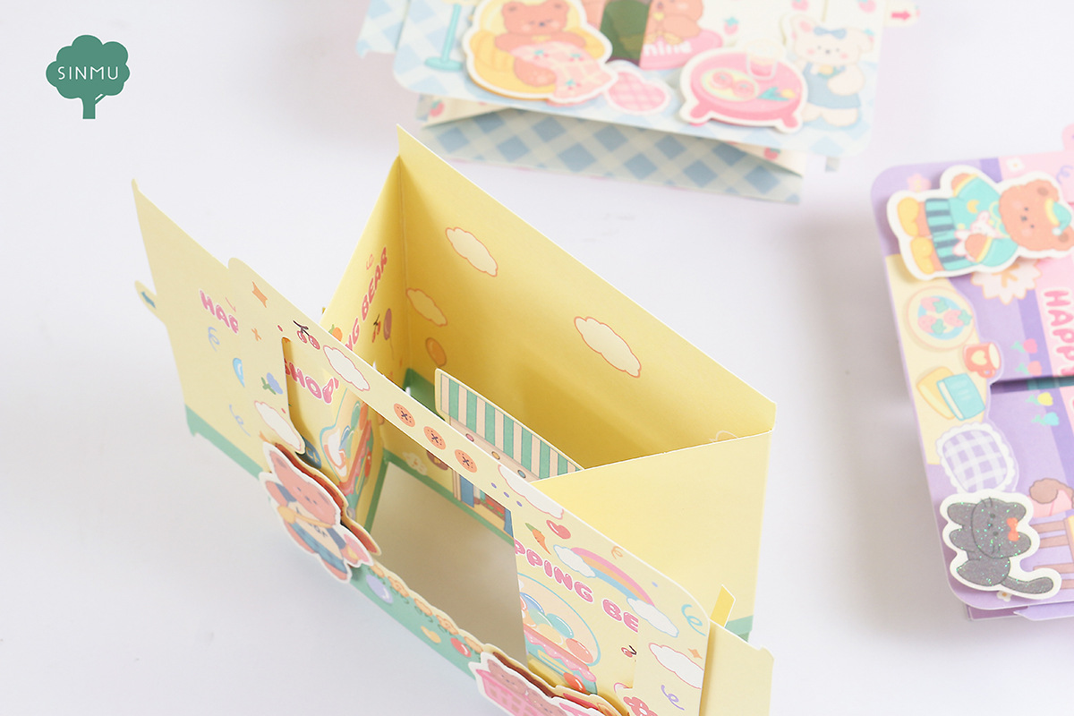 新尚 抽拉万用卡-肥仔快乐熊 创意卡通生日节日贺卡 表白信筏