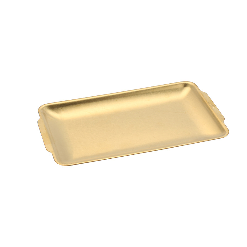 Korean 304 Stainless Steel Plate Rectangular Plate Golden Tray Craft Decoration Barbecue Plate Western Snack Plate Flat Plate