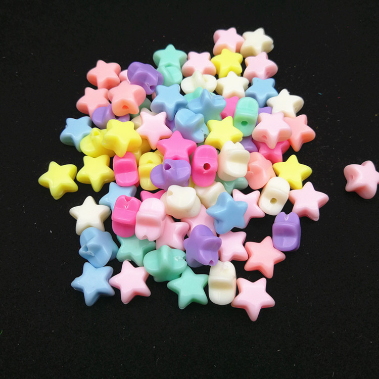 春天色五角星马卡龙色五星塑料星星珠diy手工串珠项链手链手机链