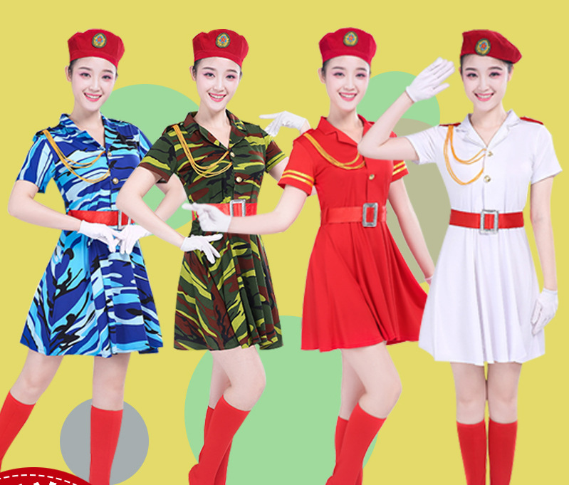 成人舞蹈演出服水兵军鼓服迷彩服女款广场舞女兵舞台表演服装