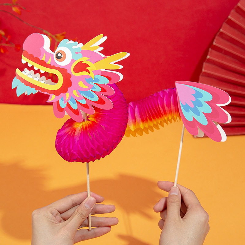Mid-Autumn Festival Gift Children's Handmade DIY Material Kit Kindergarten Guochao Paper Dragon Creative Dragon Dance Toy