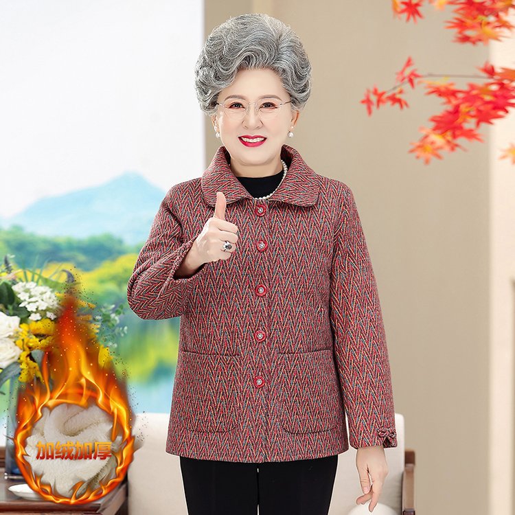 中老年女装衣服秋冬装奶奶装加绒加厚保暖棉衣6070岁80老太太外套