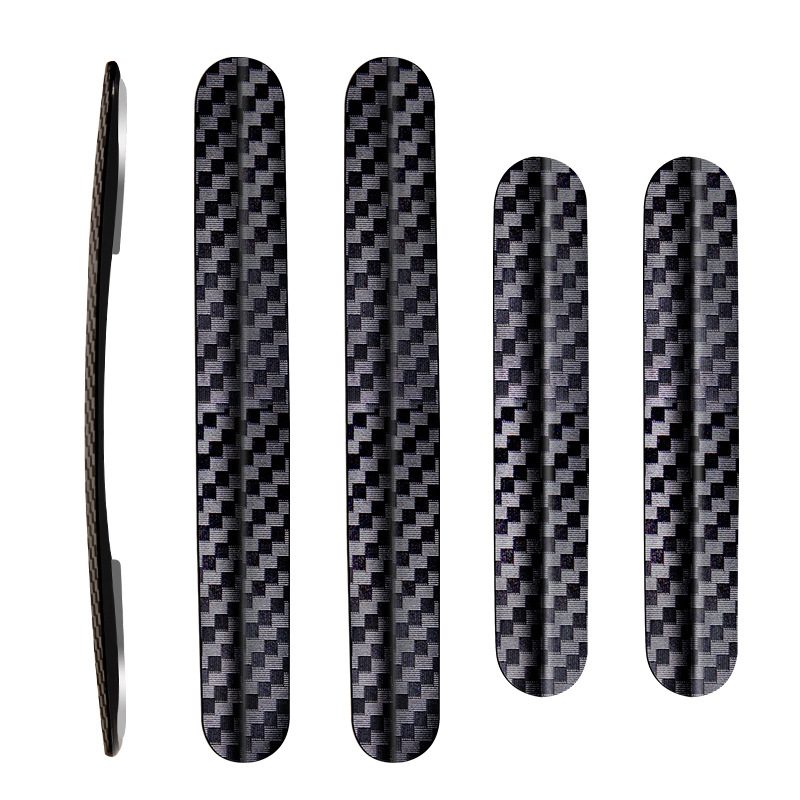 Carbon Fiber Texture PC Material Black Car Door Bumper Strip Invisible High Hardness Car Door Anti-Collision Stickers 4 Pack